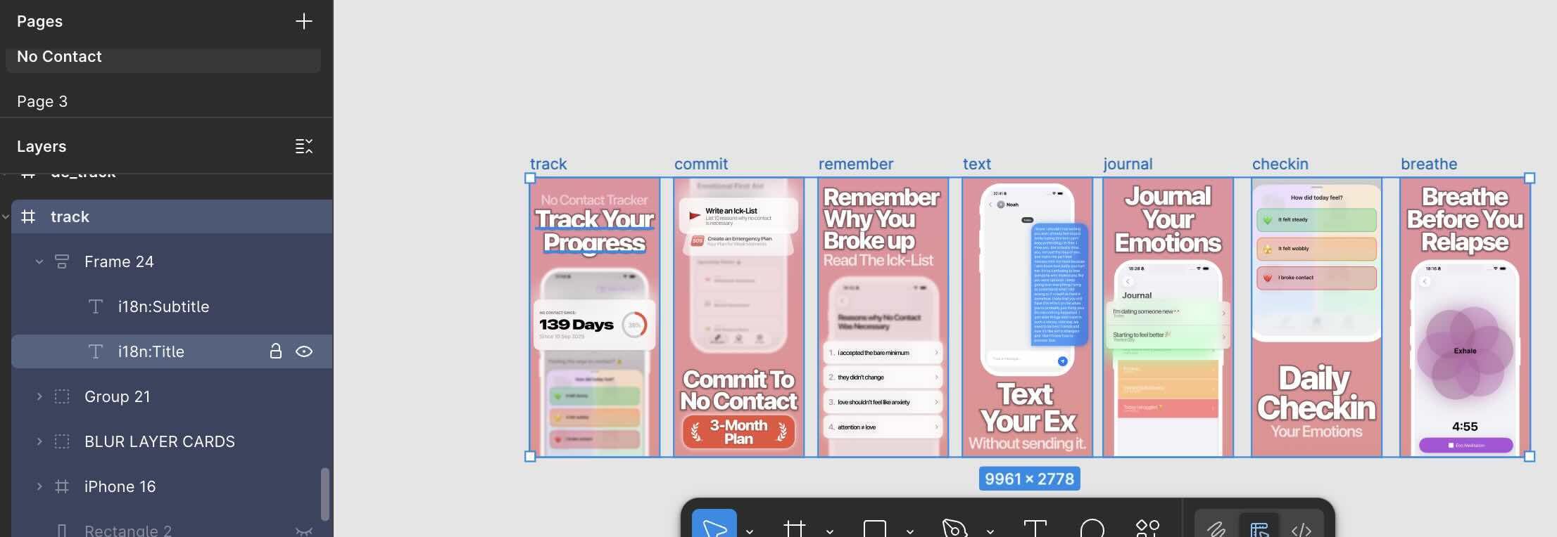 Multiple Figma frames selected