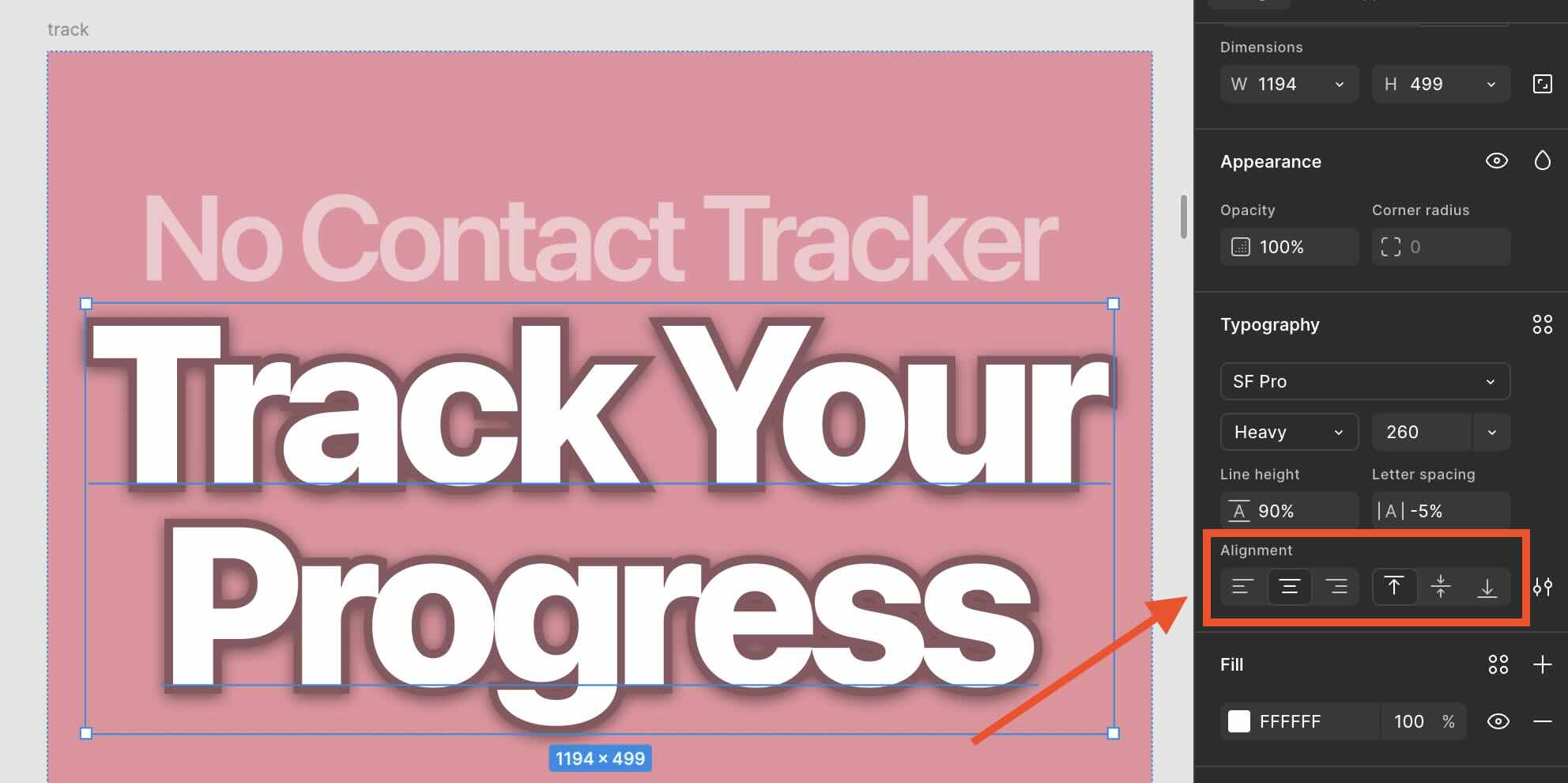 Grouped text layers in the layers panel